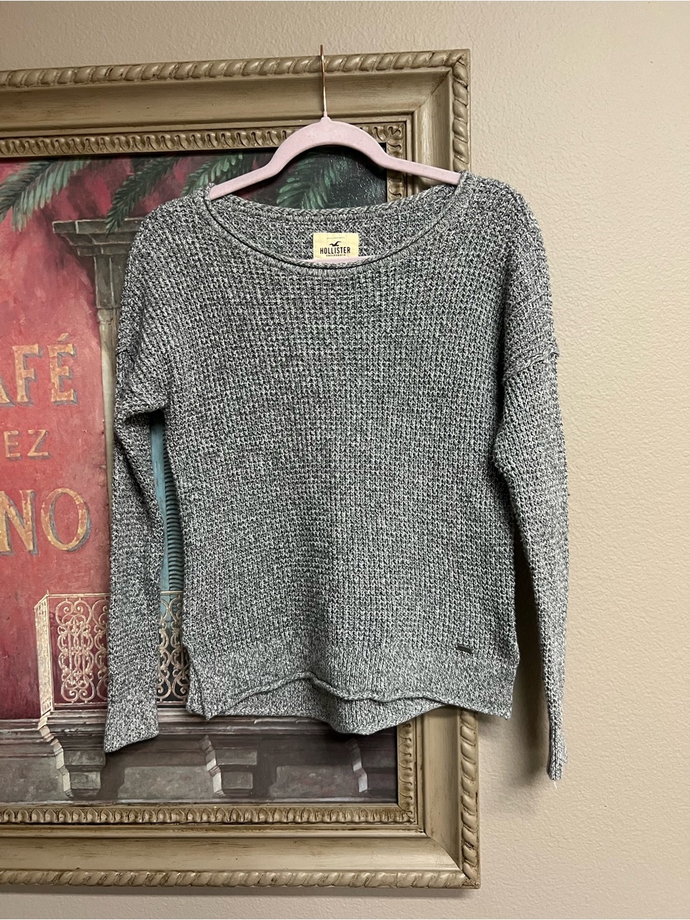 Hollister Women's Gray Marled Knit Crewneck Sweater
